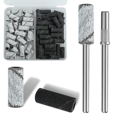 80 Pcs 3mm Small Sanding Bands with 2Pcs Small Mandrel Bit for Nail Drill, Upgrade Design Mini Nail Sanding Bands for Acrylic Nails Gel Removing Shaping, Manicure Nail Salon Use (150# 240#)