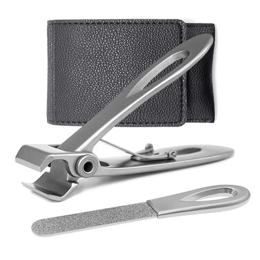 Toe Nail Clippers for Seniors Nail Clippers for Men Thick Toenails Wide Jaw Opening Large Ultra Sharp Heavy Duty Straight Nail Clipper Finger for Women,Adult, Stainless Steel (Flat Edge-S)