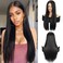 Synthetic Lace Front Wigs For Women Black Straight Hair Glueless 13x4x1 Long Straight Natural Heat Resistant Fiber Natural Wig With 26 Inch (Black)