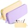 2PCS Travel Makeup Brush Bag,Stylish Silicone Brush Holder,Makeup Tools to Protect Make up Accessories Cosmetics Bag,Easy to Clean Washable Cosmetic Pouch Case (Yellow+Purple)