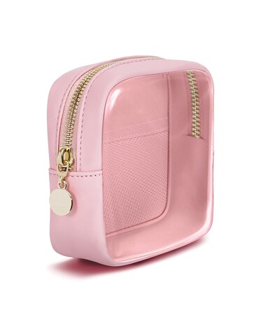 Wandering Nature Clear Makeup Bag for Purse Mini Make up Bag Cute Cosmetic Pouch for Women with Slip-in Pockets Travel Toiletry Essentials Vegan Leather Organizer Pouch,Patent Pending
