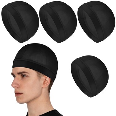 4Pcs Silk Durag for Men, Satin Silk Hair Bonnet, Elastic Band Wave Caps for 360 Waves for Sleep Shower