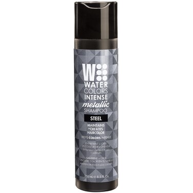 Watercolors INTENSE METALLIC Semi Permanet Color Depositing Shampoo-Sulfate &amp; Paraben Free to Maintain &amp; Enhance Hair Color 8 fl oz - STEEL