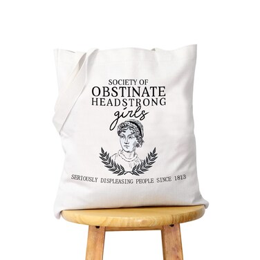 WCGXKO Society Of Obstinate Headstrong Girls Bookish Gift Feminist Gift Zipper Pouch Cosmetics Bag For Woman (Obstinate Headstrong Girls tote)