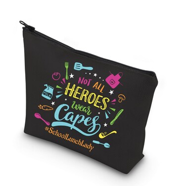 WCGXKO Lunch Lady Gift Lunch Lady Definition Gift Lunch Lady Appreciation Gift Not All Heroes Wear Capes Zipper Pouch Makeup Bag (wear Caped)