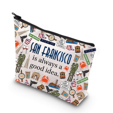WCGXKO San Francisco Gift San Francisco Skyline Gift San Francisco Zipper Pouch Makeup Bag