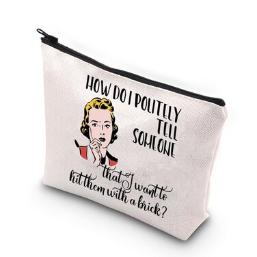 WCGXKO Retro Style Housewife Gift Sarcastic Vintage Housewife Cosmetic Bag Retro Sassy Housewife Zipper Pouch Makeup Bag (HOW DO I)