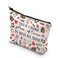WCGXKO True Crime Gift Wine Lover Gift True Crime Glass Of Wine In Bed By Nine Zipper Pouch Makeup Bag (IN BED BY NINE)