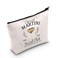 WCGXKO Espresso Martini Social Club Bachelor Bachelorette Birthday Party Favor Zipper Pouch Makeup Bag (B-Espresso Martini), beige