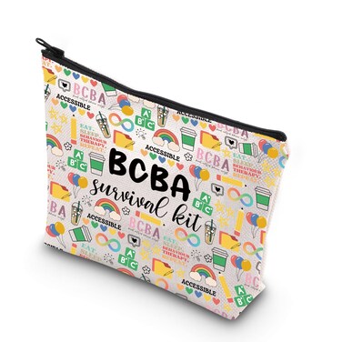 WCGXKO BCBA Survival Kit Zipper Pouch Makeup Bag Gift for BCBA Therapist Behavior Therapist (BCBA acces)