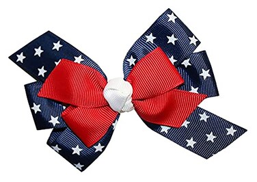 WD2U 4.5" Girls Red White Blue Star Spangled Patriotic Hair Bow on Alligator Clip