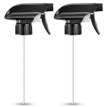 Wedama Black Trigger Sprayers Replacement Spray Nozzles with Mist Stream Sprayer for 8 oz and 16 oz Glass Spray Bottles for Home, Kitchen, Garden and Office - 2 Pack