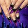 24 Pcs Halloween Bats Long Stiletto Press on Nails Purple Glitter French Tips Fake Nails Sparkly Bats False Nails Full Cover Glitter Glossy Acrylic Nails for Women Girls for DIY Manicure Decoration