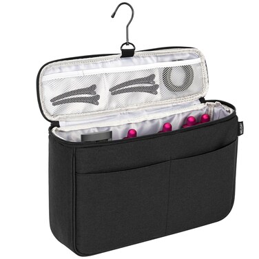 Travel Storage Bag Compatible with Dyson Airwrap Styler, Portable Travel Organizer for Hair Curler and Attachment with Multi-pockets(Black)