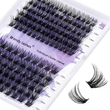 DIY Lash Clusters for Using at Home: Wendy, Ultra-light, Natural, Fluffy, Wispy, Waterproof, Anime, Manga, Cat Eye, D Curl, 12-16mm Mixed, C3+C9, FD221118