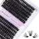 Lash Clusters 60D/80D Eyelash Clusters Fluffy DIY Lash Extensions Wispy D Curl Lashes Clusters Mixed Length 12-16mm Fluffy Individual Lash Clusters Eyelash Extensions for DIY Lashes at Home