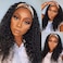 WENYAN Headband Wig Human Hair Deep Wave 16 Inch Wigs for Black Women Glueless None Lace Front Curly Wave Wig Brazilian Virgin Hair Wear and Go Wigs Machine Made 150% Density Natural Color