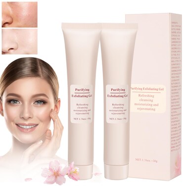 Purifying Exfoliating Gel,Gentle Exfoliating Gel for Face,Facial Exfoliator Cleanser,Purifying Cream,Face and Body Exfoliating Scrub Gel for All Skin,Cleans Dirt &amp; Oils(2Pcs)
