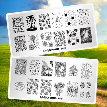 Whats Up Nails - Summer Stamping Plates 2 pack (B029, B061) for Nail Art Design
