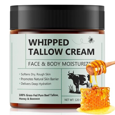 WHLH &amp; WELL-BEING Beef Tallow for Skin, Beef Tallow and Honey Balm, All-Natural Ingredient Moisturizer for Face &amp; Body Skin Care 1Pack