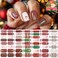 6 Sheets Christmas Nail Wraps Full Stickers Nail Polish Strips, Cute Grid DIY Self-Adhesive Glitter Nail Art Decals Snowflake Xmas Tree Red Green Party Decor with 1 Pcs Nail Files (128 Pieces)