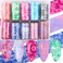 WOKOTO 10 Rolls Aurora Marble TRANSfer nail sticker full nail wraps nail foil nail art for women nail design stickers grandient nail transfer foils for nails decals for nail art (1.57inch&times;39.4inch)