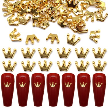 WOKOTO 100pcs Rose Gold Crown Nail Charms for Acrylic Nails 3D Nail Charms Metal Nail Charms for Nails Nail Jewels Nail Charms for Nail Art 3D Charms Crown Charms for Women Girls Nail Jewelrys