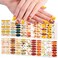 WOKOTO 20 Sheets 280 Pieces Fall Nail Stickers Full Nail Polish Strips Thanksgiving Day Automn Full Nail Wraps Maple Leaf Nail Polish Stickers Self-Adhesive Nail Decal with Nail Files for Women Girls