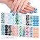 WOKOTO 20 Sheets Colorful Marble Pattern Nail Polish Strips With 1pc Nail File Nail Art Stickers Decals Full Nail Wraps For Women Girls Gradient Mix-Color Nail Polish Stickers Manicure Accessories