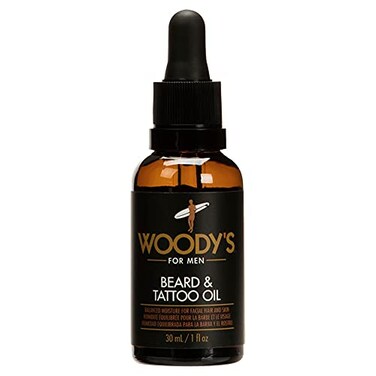 Woody's Beard &amp; Tattoo Oil for Men - Hydrating Facial Hair &amp; Skin Moisturizer, Enhances Beard Growth &amp; Tattoo Vibrancy, Lightweight Non-Greasy, 1 fl oz