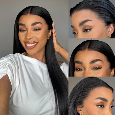 13x6 SKINLIKE Real HD Lace Front Wig Human Hair Pre Plucked, 250% Density Straight Extremely-thin HD Lace Front Wig Clean Self Growing Hairline Invisible Knots Brazilian Remy Hair 18 Inch
