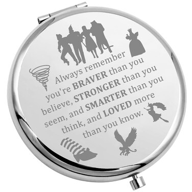 WSNANG Wizard Dorothy Movie Inspired Gift Ruby Slippers Travel Makeup Mirror Dorothy Ruby Compact Pocket Mirror Tinman Movie Merchandise (WOZ Mirror-Steel)