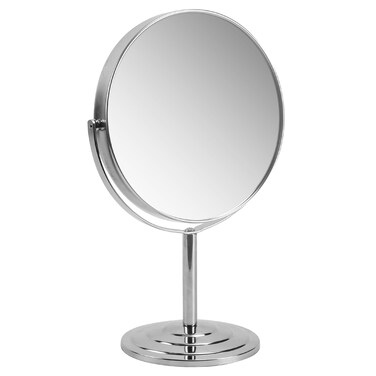 1X 10X Magnifying Makeup Mirror Vanity Mirror for Tabletop, Silver Standing Bathroom Cosmetic Mirror, Portable Double Sided Magnification Mirror