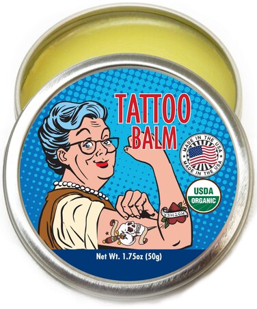Organic Tattoo Aftercare Balm - 100% Natural, Made in USA, &amp; USDA Certified Tat Salve to Moisturize, Protect, &amp; Heal Skin by Barker's Tattoo Balm