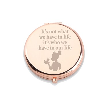 WUSUANED Princess Tiana Makeup Mirror It&rsquo;s Not What We Have in Life It&rsquo;s Who We Have in Our Life Jewelry Princess Frog Inspired Gift (Princess Frog Mirror)