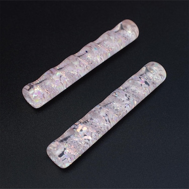 Acrylic Nail Art Brush Holder Stand - 5 Grids Crystal Clear Nail Brush Organizer, Perfect for Manicure and DIY Nail Art Pens, Brushes, and Tools (Pink+Gitter)