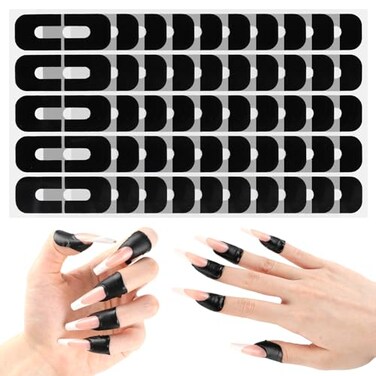 100PCS Nail Polish Protector for Fingers, Gel Nail Sticker, Peel Off Barrier 99.99%+ UV Finger Protection Skin Cuticle Protector Tape for Nail Painting, U-Shaped French Tip Nail Art Accessories DIY