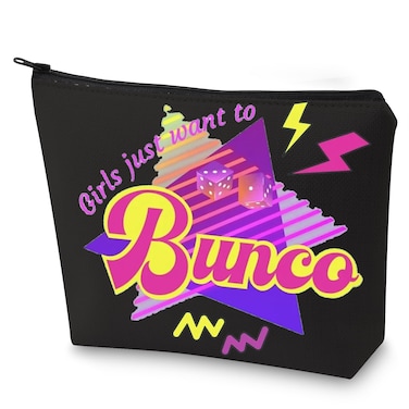 WZMPA Bunco Night Cosmetic Bag Game Night Gift Just Want to Bunco Makeup Zipper Pouch Bag Dice Game Merchandise (Want to Bunco)