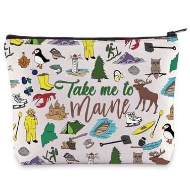 WZMPA Maine State Cosmetic Bag Maine Souvenir Gifts Take Me To Maine Zipper Pouch Bag Maine State Merchandise (To Maine)