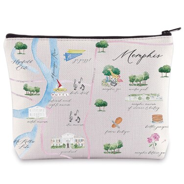 WZMPA Memphis City Map Cosmetic Bag Memphis Travel Souvenir Gift Memphis Long Distance Relationship Makeup Zipper Pouch Bag Memphis Merchandise (Memphis)