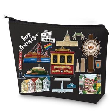 WZMPA San Francisco Travel Cosmetic Bag Gift San Francisco Souvenir Gift San Francisco Makeup Zipper Pouch Bag San Francisco Merchandise (San Francisco-BL)