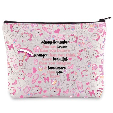 WZMPA Cat Marie Cosmetic Bag Marie Fans Gift You Are Braver Stronger Beautiful Than You Know Marie Makeup Zipper Pouch Bag (Cat Marie)