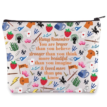 WZMPA Camp Half Blond Percy Cosmetic Bag Grover &amp; Annabeth Fans Gift You Are Braver Stronger Smarter Percy Makeup Zipper Pouch Bag Heroes of Olympus Merchandise (Always-CAMP)
