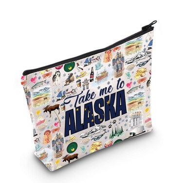 WZMPA Alaska State Travel Makeup Bag Alaska Tour Gift Take Me To Alaska Zipper Pouch Cosmetic Bag Alaska Vacation Gift (Take Alaska)