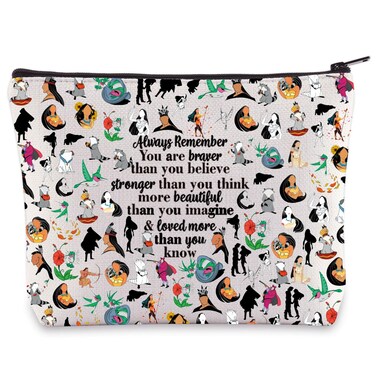 WZMPA Indian Princess Forest Cosmetic Bag Fairy Tales Princess Fans Gift You Are Braver Stronger Beautiful Than You Know Princess Makeup Zipper Pouch Bag (Always Poca)