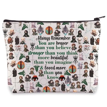 WZMPA Hobbit Fans Cosmetic Bag Frodo Fans Gift You Are Braver Stronger Smarter Than You Think Gandalf Makeup Zipper Pouch Bag Aragorn Fans Gift (Always-Hobbit)