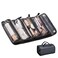 Leather Waterproof Cosmetic Bag, Waterproof Travel Toiletry Bag 4 Detachable Clear Compartment, Roll Up Makeup 4-In-1 Pu Leather Makeup Organizer Bag with 4 Detachable Pouches (Black)