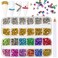 2 Boxes Metal Spike Studs Alloy Gold Silver Cone Nail Charms Colorful Spike Studs Nail Charms for Nails Flat Base Punk Cone Nail Rivets with Picker Pencil for Women Nail Art
