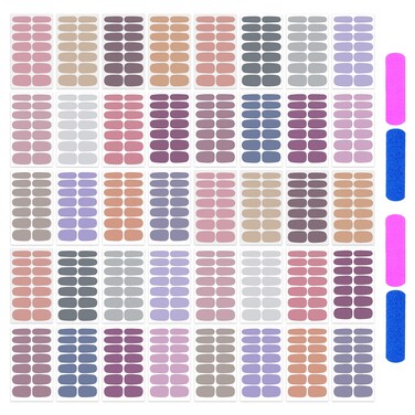 40 Sheets Elegant Solid Color Nail Polish Strips with Nail File Self-Adhesive Grey Purple Color Nail Strips Nail Stickers Full Nail Wraps for Women Nail Art