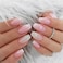 Short Press on Nails Coffin Cute Glitter Sequins Fake Nails Pink Gradient Acrylic Nails Press ons Reusable Stick Glue on Nails for Women and Girls Daily Wear 24 Pcs